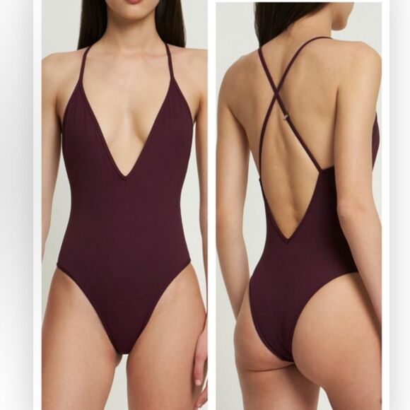The Attico Plum One-Piece Swimsuit Small NWT $490 - Picture 1 of 8